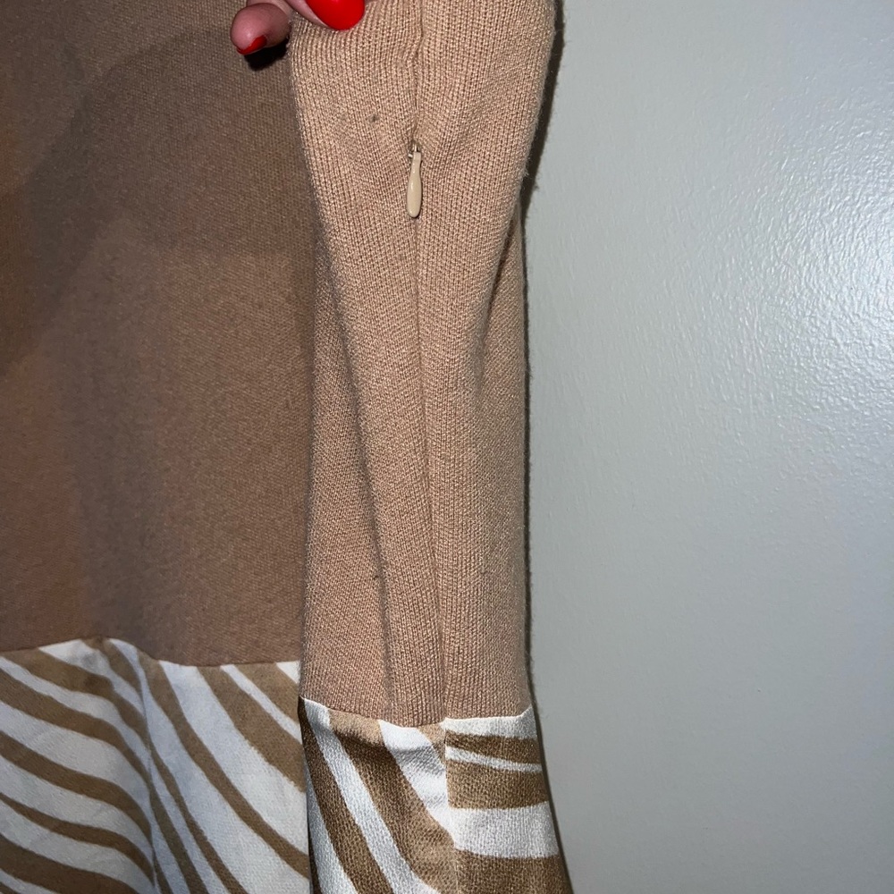 Ann Taylor Tan and White Midi Dress - Picture 4 of 6